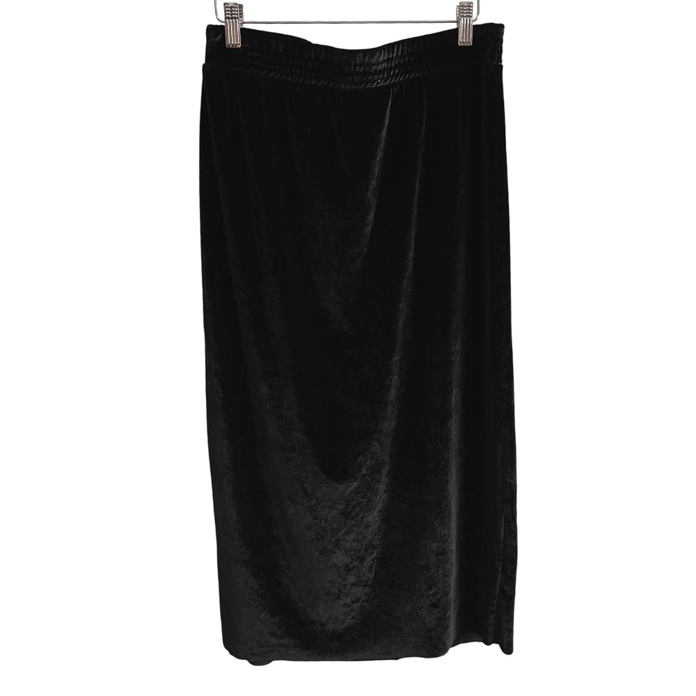 Silence + Noise Black Velvet Midi Skirt